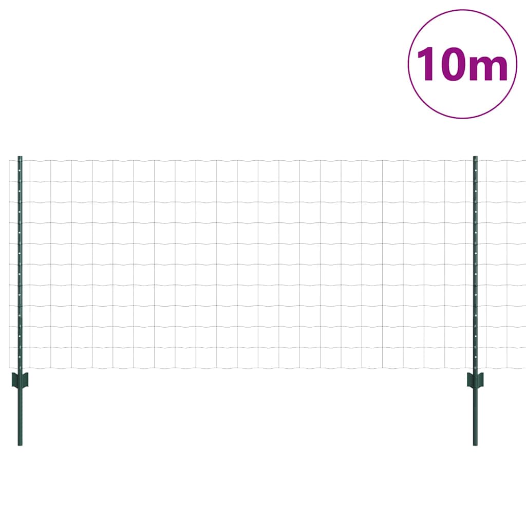 vidaXL Clôture avec poteaux vert 1 x 10 m Acier