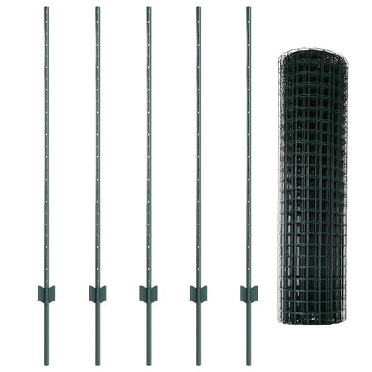 Zaun mit Pfosten Grün 1,2 x 10 m Stahl