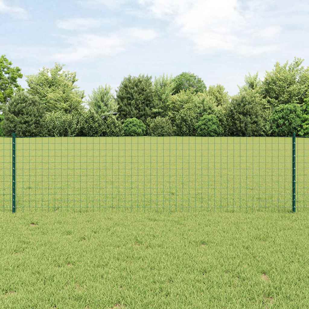 vidaXL Zaun mit Pfosten Grün 0,6 x 25 m Stahl und PVC