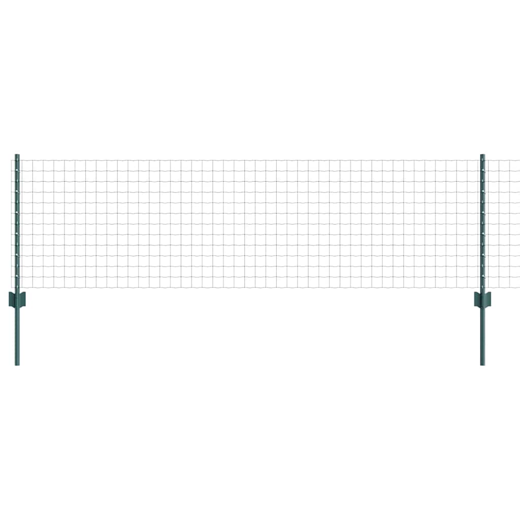 vidaXL Zaun mit Pfosten Grün 0,6 x 25 m Stahl und PVC