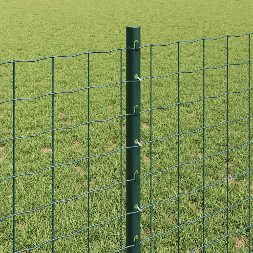 vidaXL Zaun mit Pfosten Grün 0,8 x 25 m Stahl und PVC