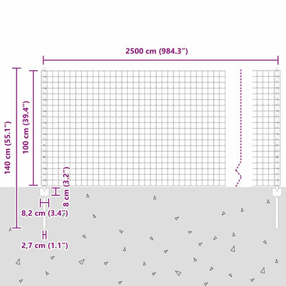 vidaXL Zaun mit Pfosten Grün 1 x 25 m Stahl und PVC