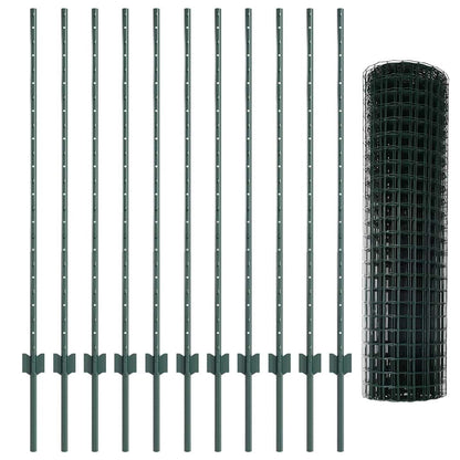 vidaXL Clôture avec Poteaux Vert 1,2 x 25 m Acier et PVC