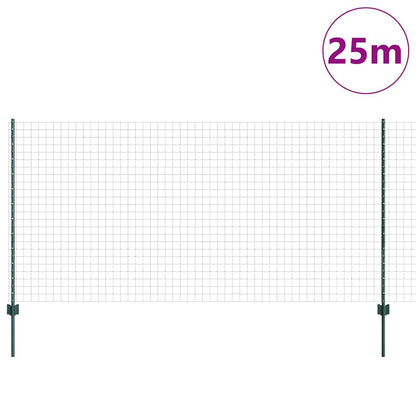 vidaXL Clôture avec Poteaux Vert 1,2 x 25 m Acier et PVC