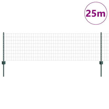 vidaXL Zaun mit Pfosten Grün 0,6 x 25 m Stahl und PVC