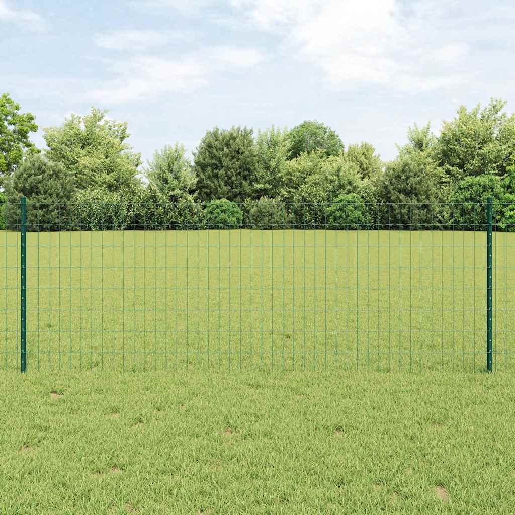 vidaXL Zaun mit Pfosten Grün 0,8 x 25 m Stahl und PVC