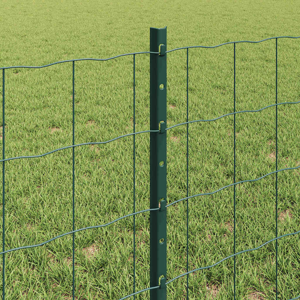 vidaXL Zaun mit Pfosten Grün 0,6 x 25 m Stahl und PVC