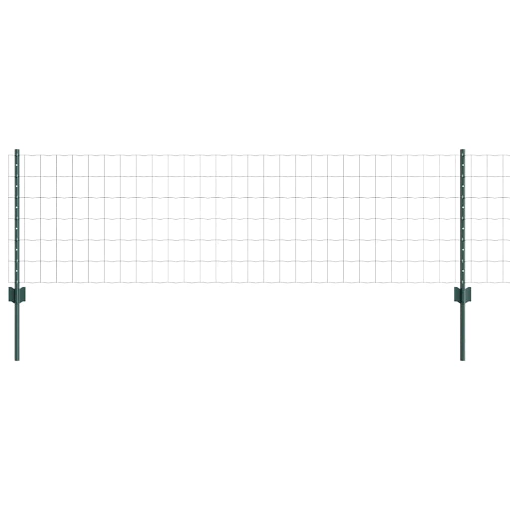 vidaXL Zaun mit Pfosten Grün 0,6 x 25 m Stahl und PVC