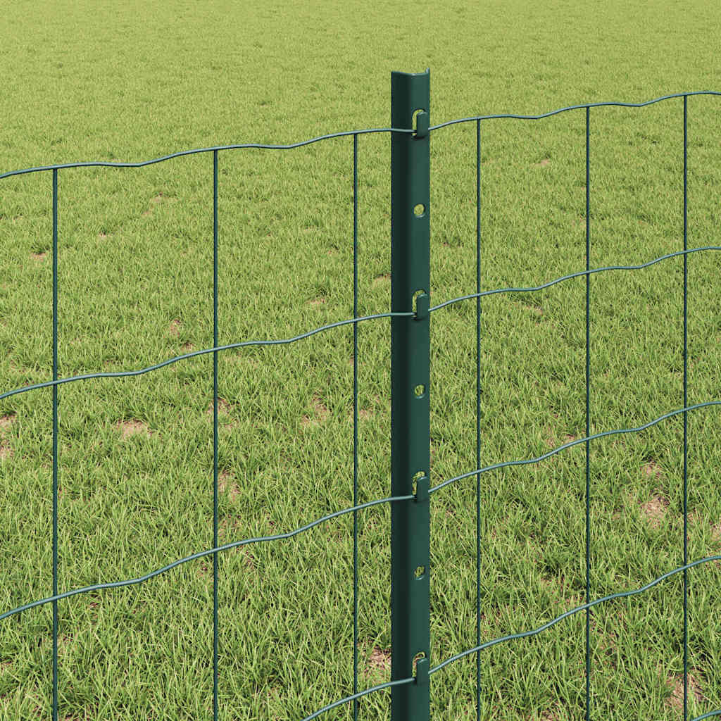vidaXL Zaun mit Pfosten Grün 0,8 x 25 m Stahl und PVC