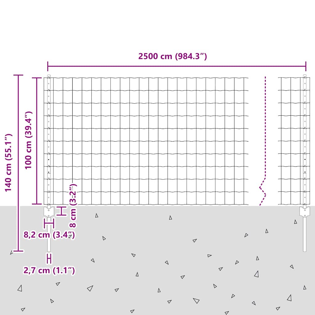 vidaXL Zaun mit Pfosten Grün 1 x 25 m Stahl und PVC