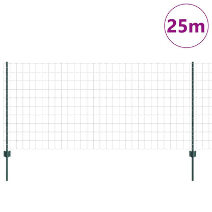 vidaXL Zaun mit Pfosten Grün 1 x 25 m Stahl und PVC