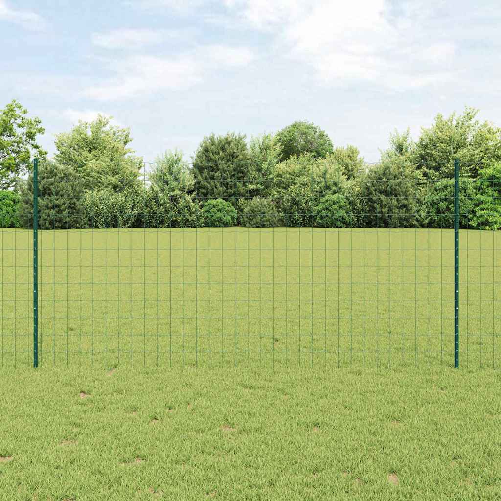 vidaXL Clôture avec Poteaux Vert 1,2 x 25 m Acier et PVC