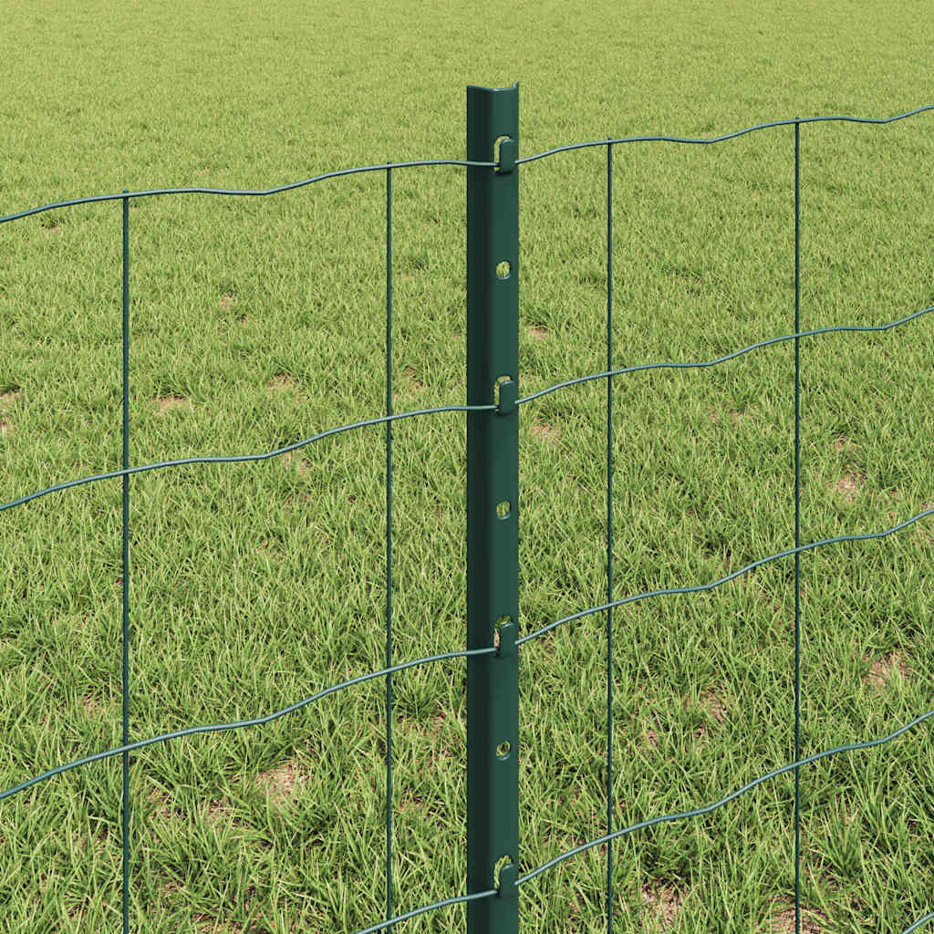 vidaXL Zaun mit Pfosten Grün 0,6 x 25 m Stahl und PVC