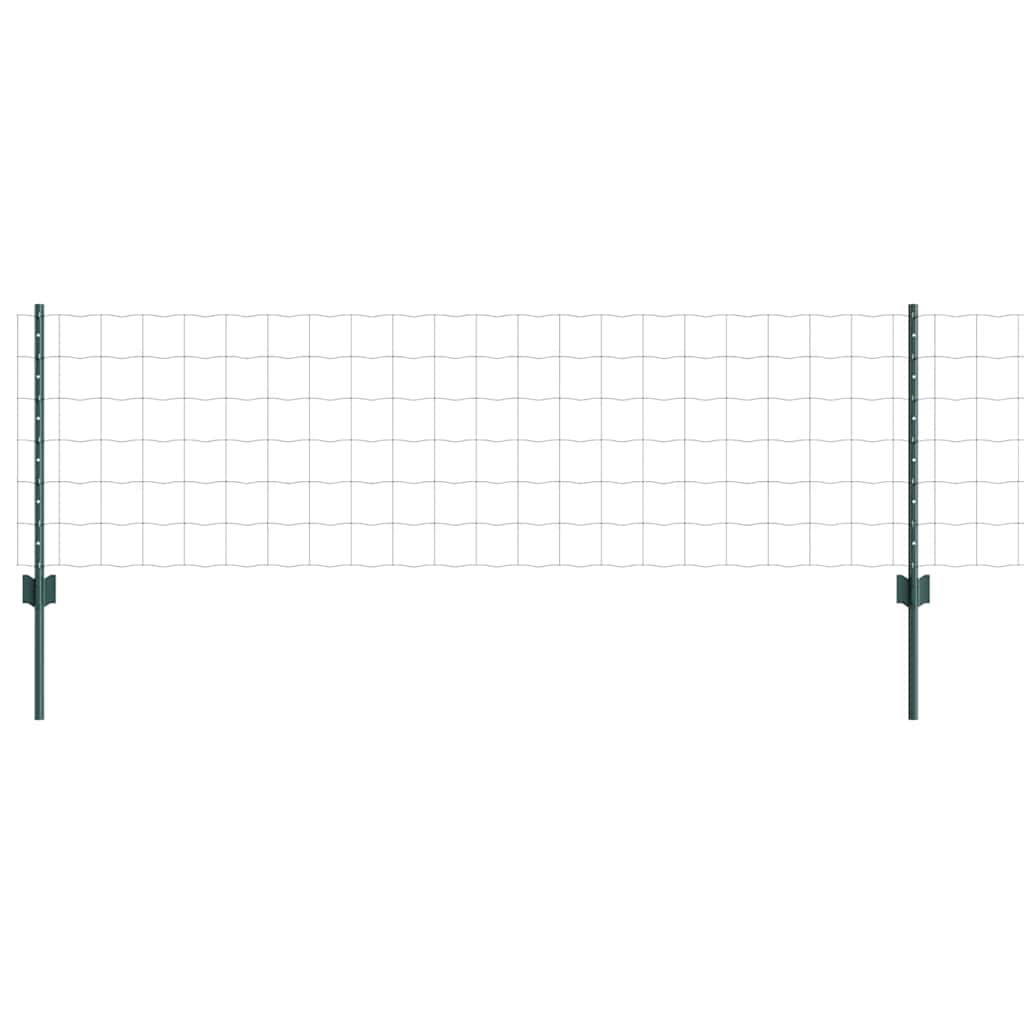 vidaXL Zaun mit Pfosten Grün 0,6 x 25 m Stahl und PVC