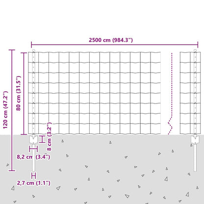 vidaXL Zaun mit Pfosten Grün 0,8 x 25 m Stahl