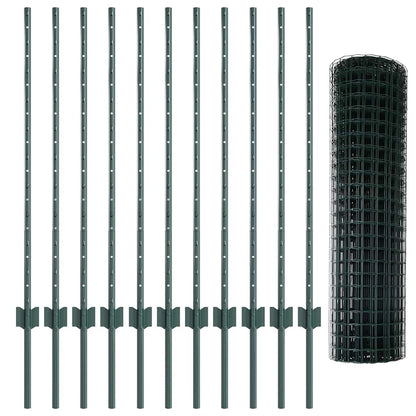 vidaXL Zaun mit Pfosten Grün 1 x 25 m Stahl