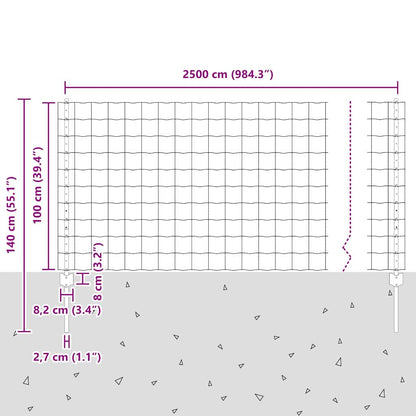 vidaXL Zaun mit Pfosten Grün 1 x 25 m Stahl