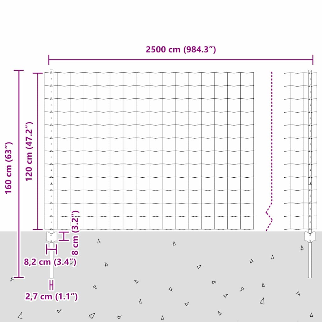 vidaXL Zaun mit Pfosten Grün 1,2 x 25 m Stahl