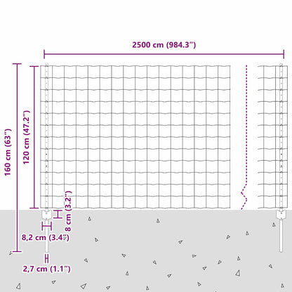 vidaXL Zaun mit Pfosten Grün 1,2 x 25 m Stahl