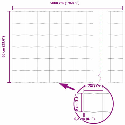 vidaXL Zaun mit Pfosten Grün 0,6 x 50 m Stahl und PVC
