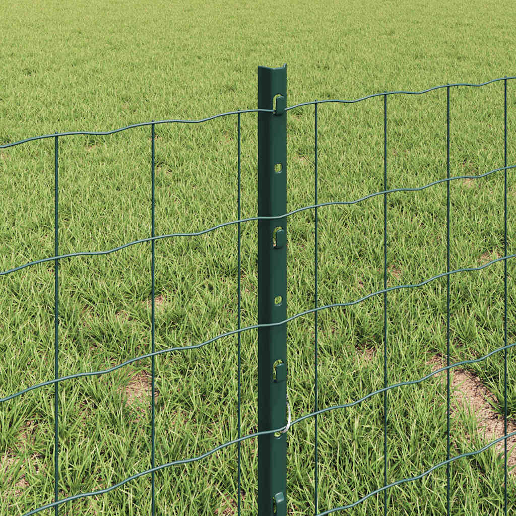 vidaXL Zaun mit Pfosten Grün 0,4 x 10 m Stahl und PVC