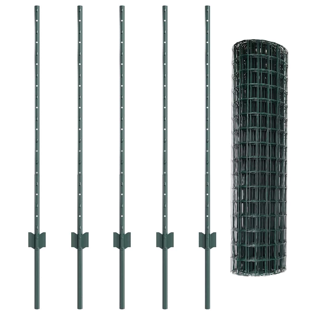 vidaXL Zaun mit Pfosten Grün 1 x 10 m Stahl
