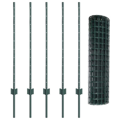 vidaXL Zaun mit Pfosten Grün 1 x 10 m Stahl