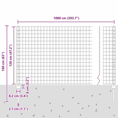 vidaXL Zaun mit Pfosten Grün 1,2 x 10 m Stahl