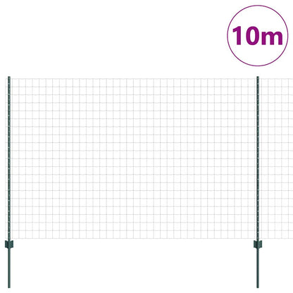 Zaun mit Pfosten Grün 1,5 x 10 m Stahl