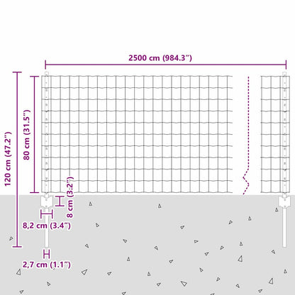 vidaXL Zaun mit Pfosten Grün 0,8 x 25 m Stahl