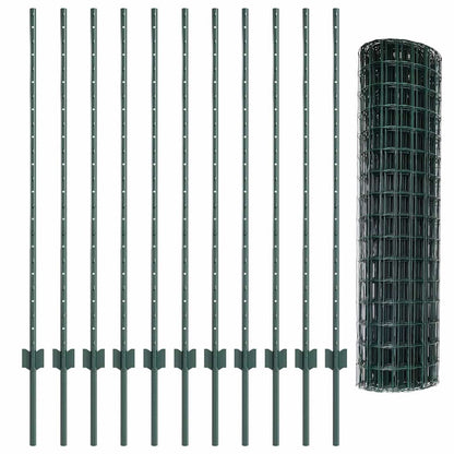 vidaXL Zaun mit Pfosten Grün 1,2 x 25 m Stahl