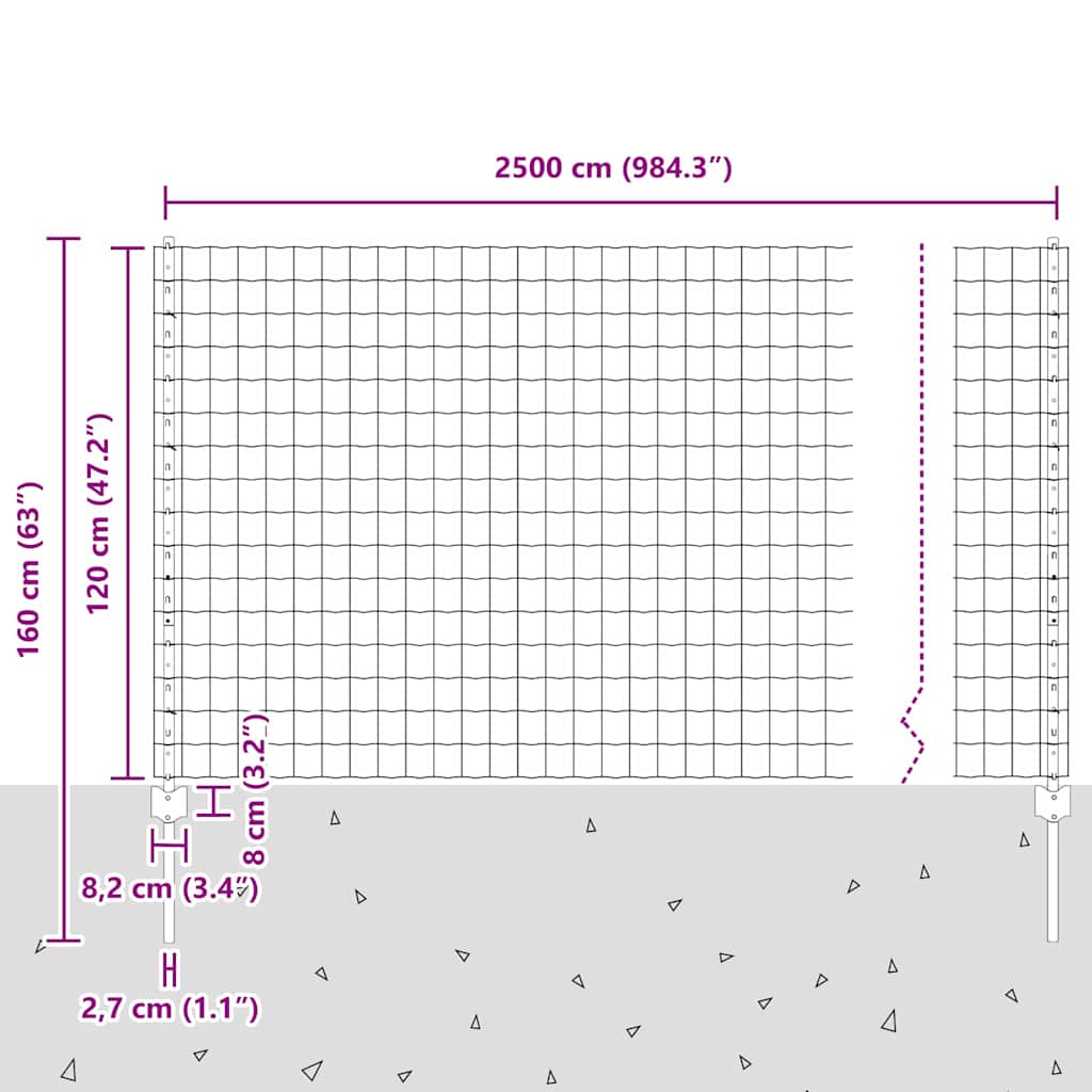 vidaXL Zaun mit Pfosten Grün 1,2 x 25 m Stahl