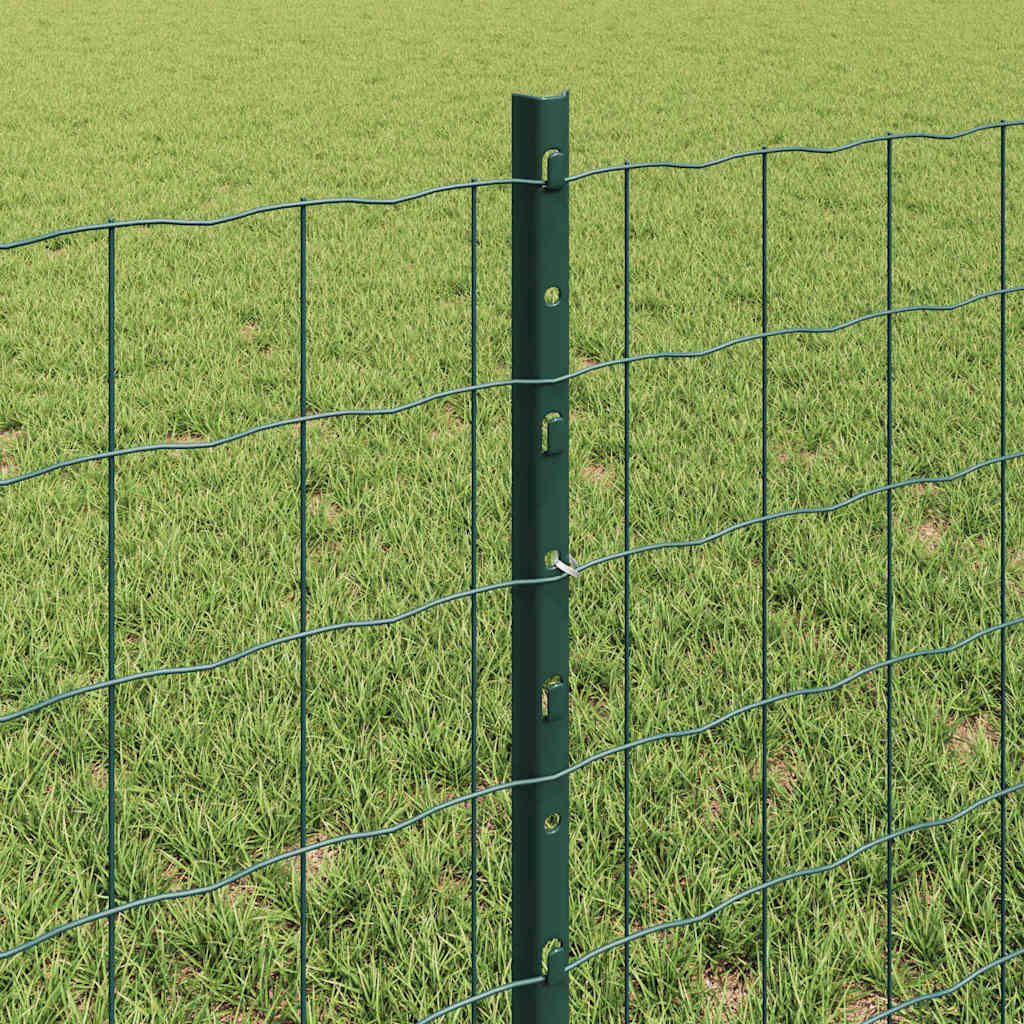 vidaXL Zaun mit Pfosten Grün 0,6 x 50 m Stahl und PVC