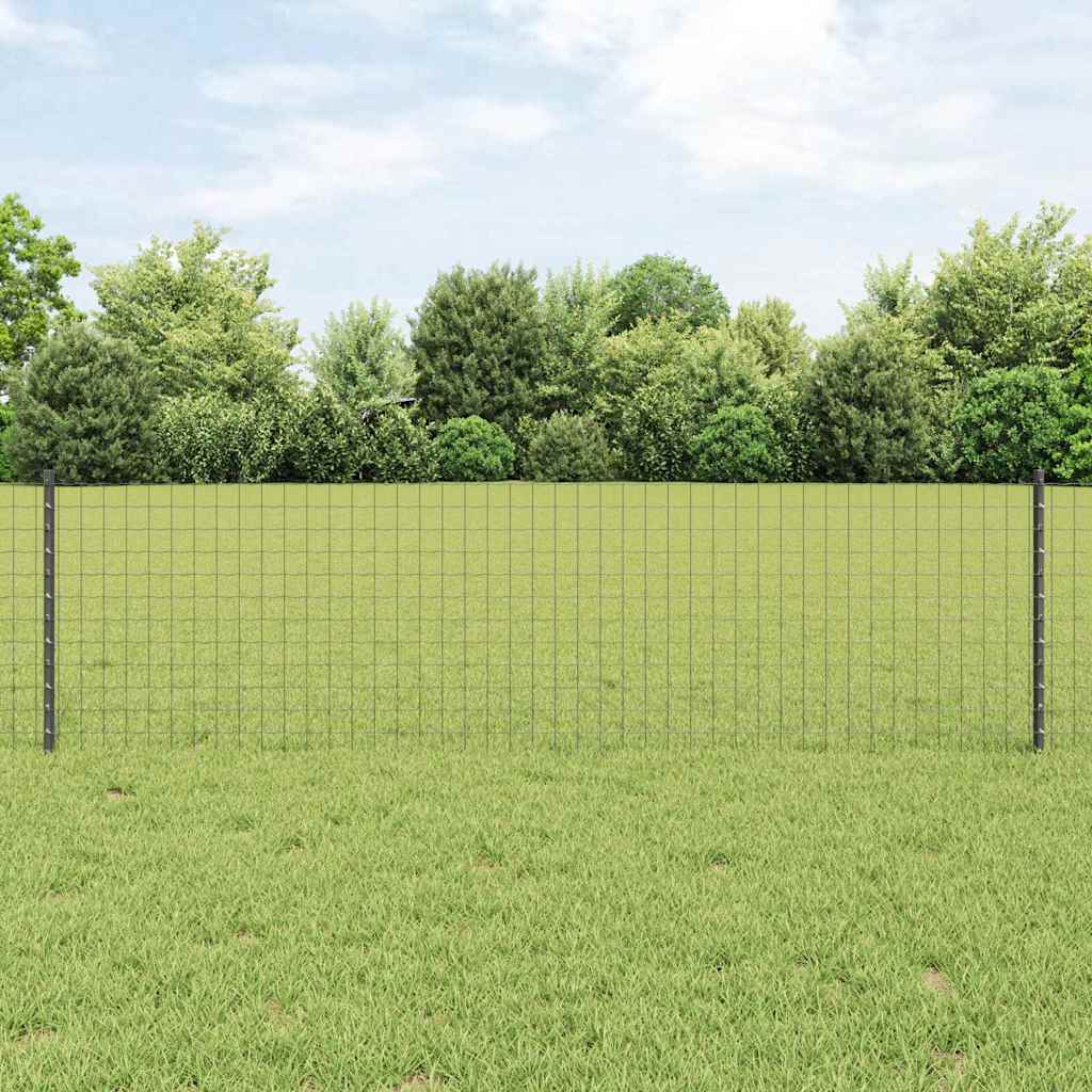 vidaXL Zaun mit Pfosten Grau 0,6 x 10 m Stahl und PVC