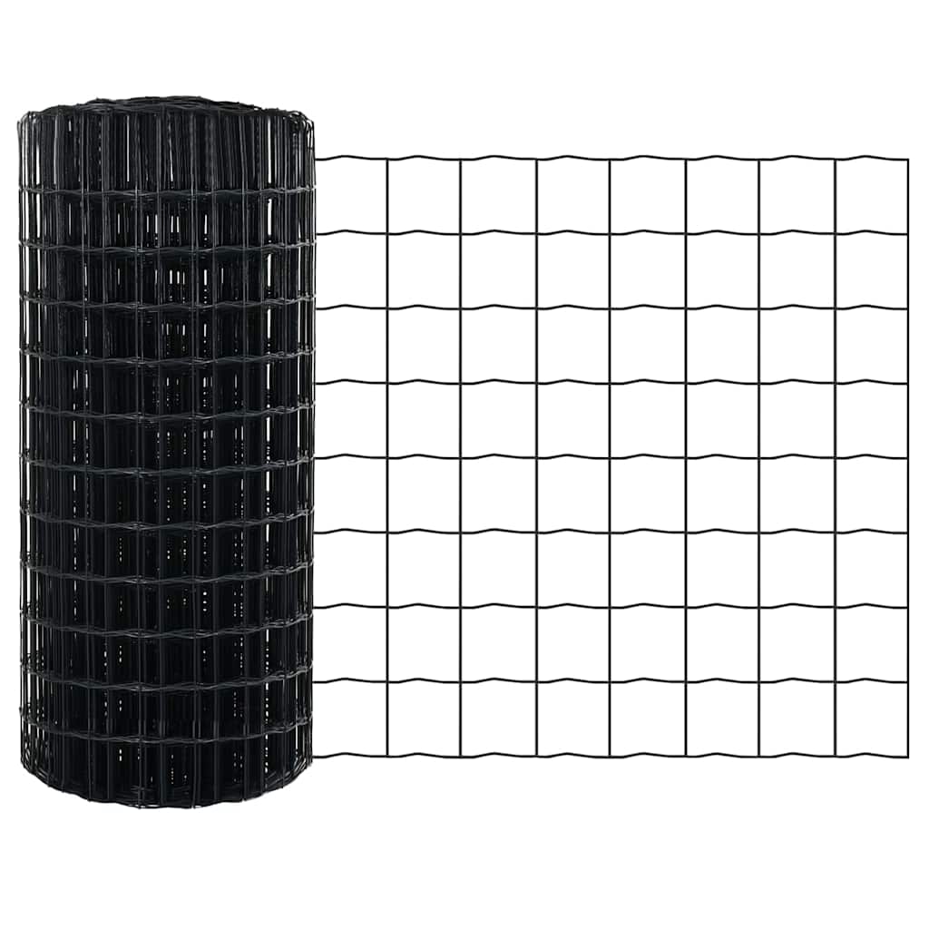 vidaXL Zaun mit Pfosten Grau 0,6 x 10 m Stahl und PVC