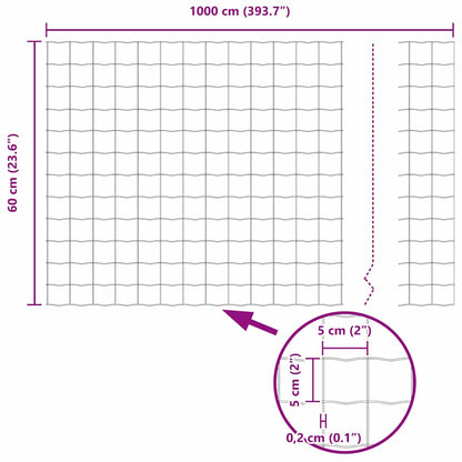 vidaXL Zaun mit Pfosten Grau 0,6 x 10 m Stahl und PVC