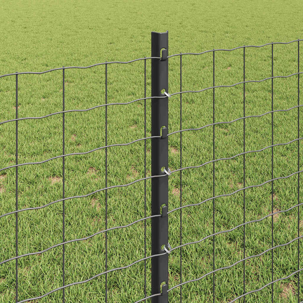 vidaXL Zaun mit Pfosten Grau 0,8 x 10 m Stahl und PVC