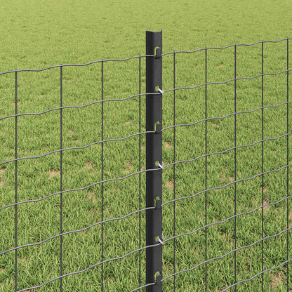 vidaXL Zaun mit Pfosten Grau 0,8 x 10 m Stahl und PVC