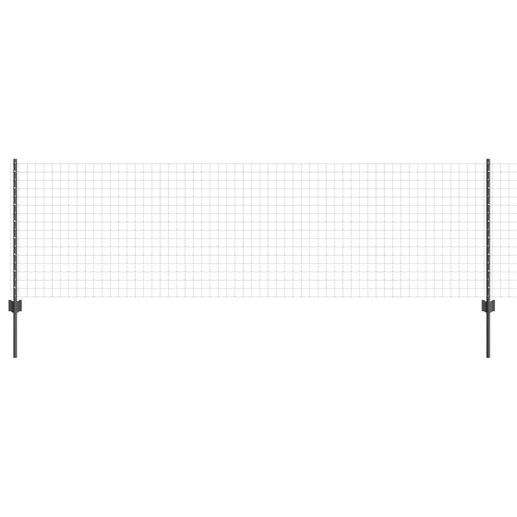 vidaXL Zaun mit Pfosten Grau 0,8 x 10 m Stahl und PVC