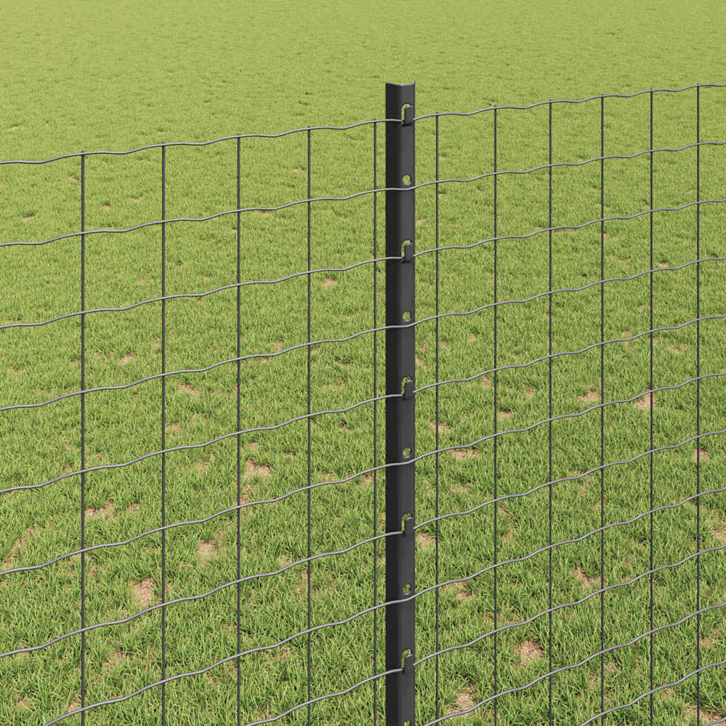 vidaXL Zaun mit Pfosten Grau 1,6 x 10 m Stahl und PVC