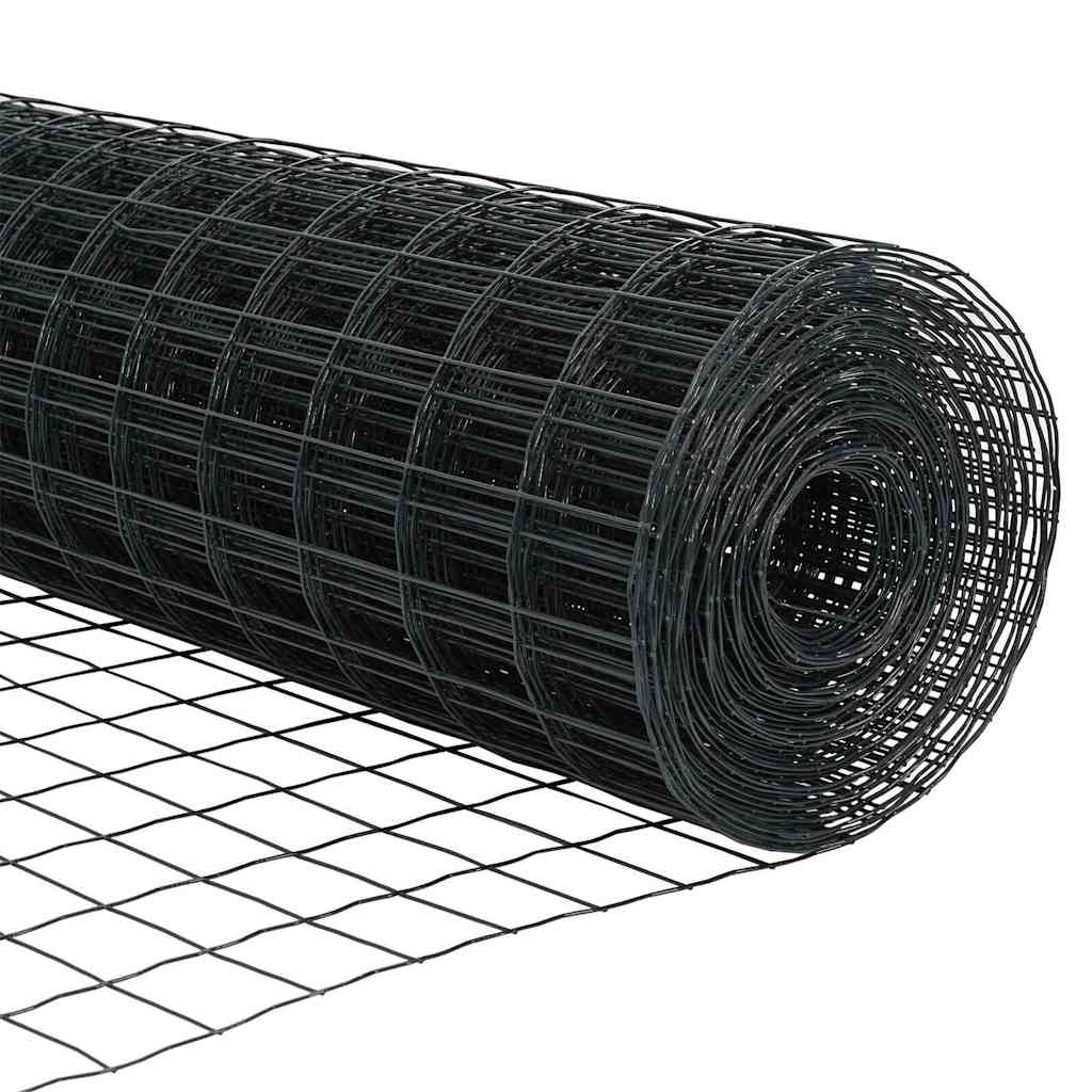 vidaXL Zaun mit Pfosten Grau 0,4 x 10 m Stahl und PVC