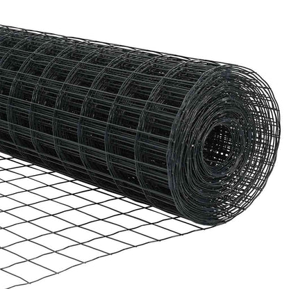 vidaXL Zaun mit Pfosten Grau 0,4 x 10 m Stahl und PVC