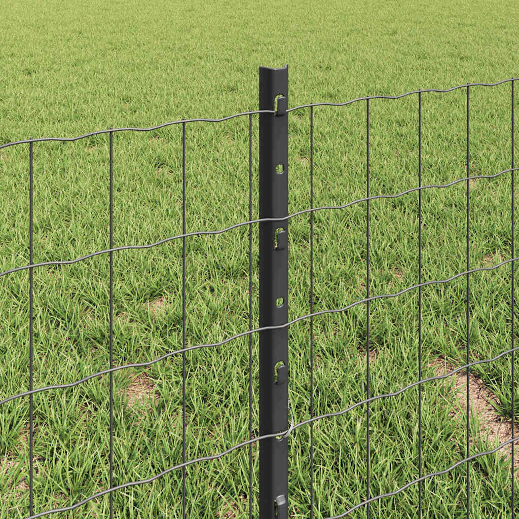 vidaXL Zaun mit Pfosten Grau 0,4 x 10 m Stahl und PVC