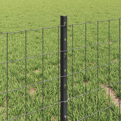 vidaXL Zaun mit Pfosten Grau 0,4 x 10 m Stahl und PVC