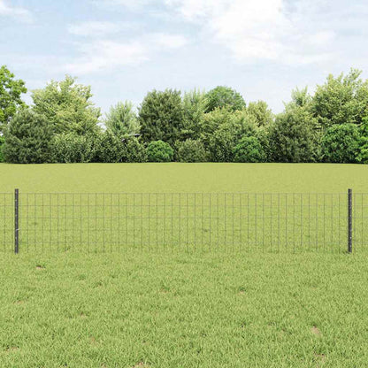 vidaXL Zaun mit Pfosten Grau 0,4 x 10 m Stahl und PVC