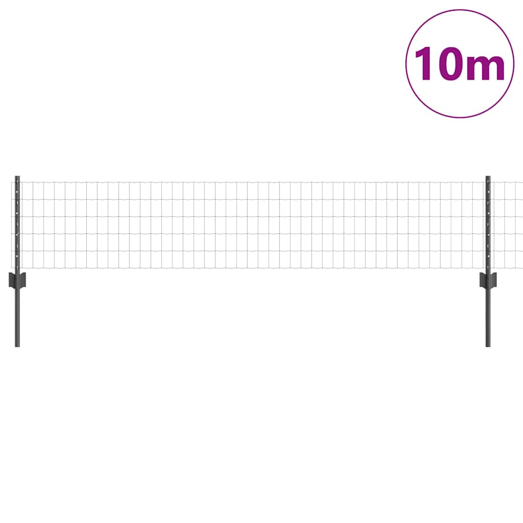 vidaXL Zaun mit Pfosten Grau 0,4 x 10 m Stahl und PVC
