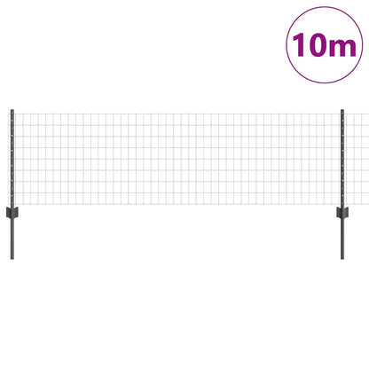 vidaXL Zaun mit Pfosten Grau 0,6 x 10 m Stahl und PVC