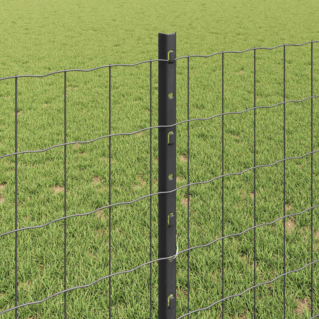 vidaXL Zaun mit Pfosten Grau 0,8 x 10 m Stahl und PVC