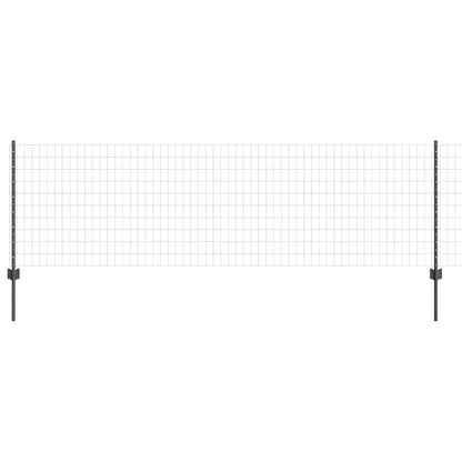 vidaXL Zaun mit Pfosten Grau 0,8 x 10 m Stahl und PVC