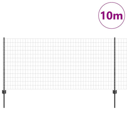 vidaXL Zaun mit Pfosten Grau 1 x 10 m Stahl und PVC